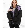 Women Autumn Winter Hooded Padded Warm Color Block Short Cotton Coat
