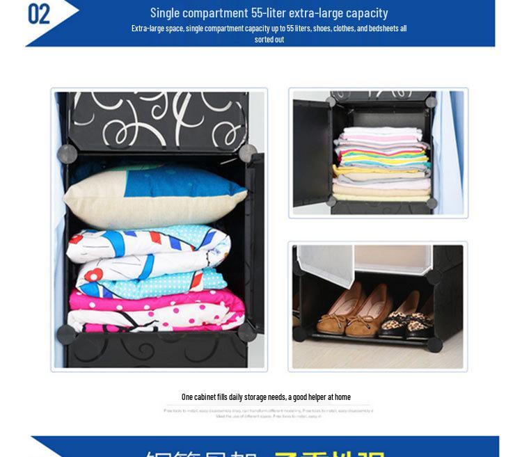 Vanden Minimalist Plastic Wardrobe: Children's & Adult Bedroom/Dorm Single Resin Storage Closet