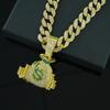 Popular diamond-encrusted money bag pendant, new alloy necklace, daily casual wear, personalized hip-hop Cuban chain.