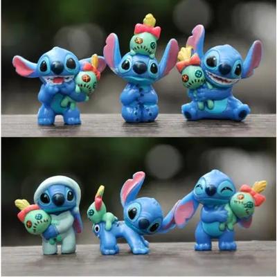 MINISO 6pcs Lilo & Stitch Cartoon Cute Figure Model Collection Anime Desktop Ornament Birthday Cake Decoration Kids Toys Gifts