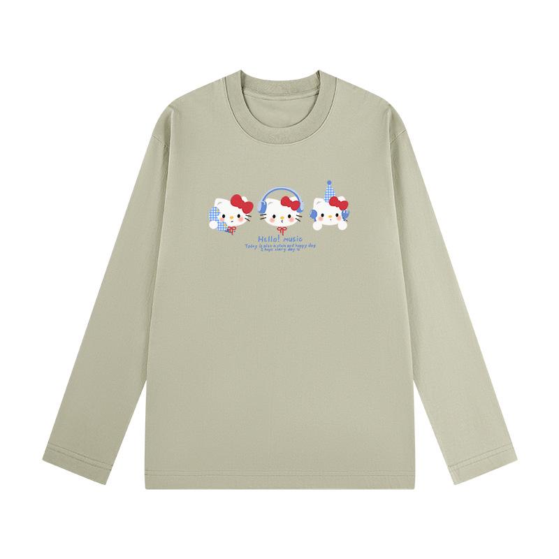 

Blue Plaid Cat Print Women s Long Sleeve T-shirt - Spring/Autumn Style, Loose Fit, Heavyweight Pure Cotton XL (65-75 kg)