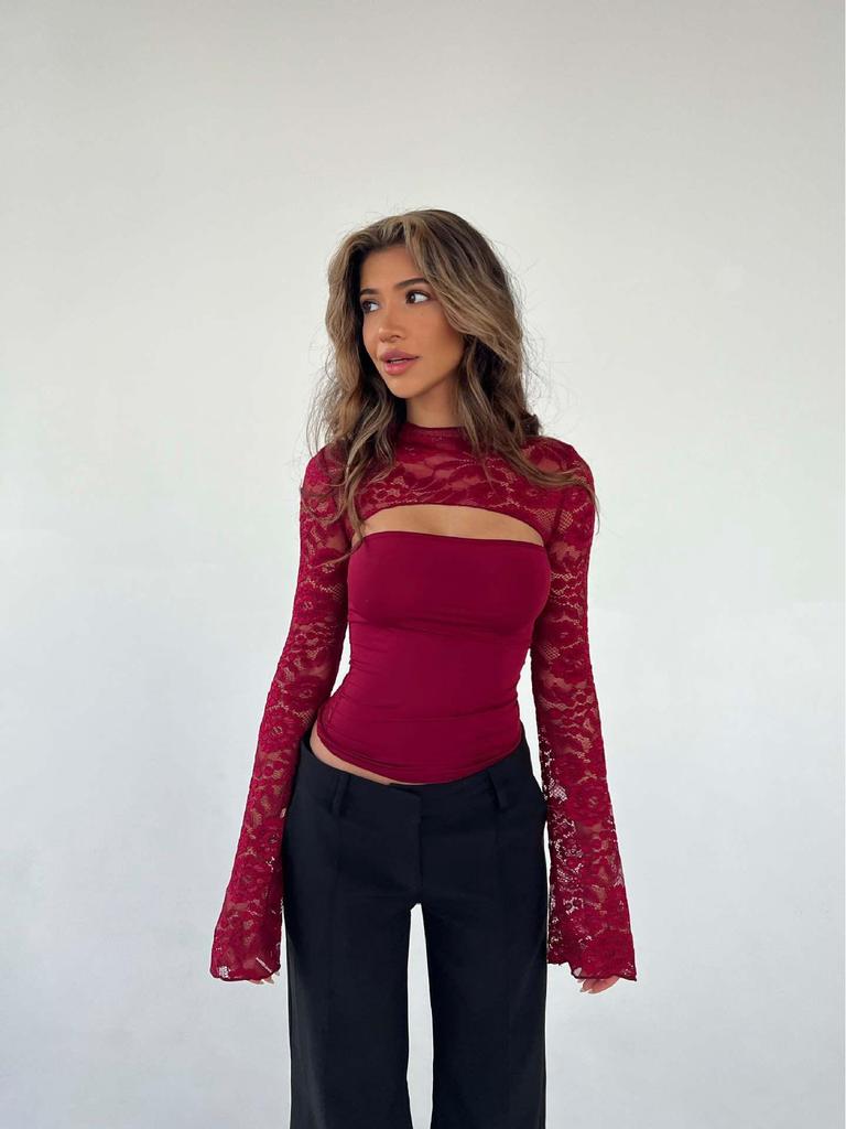 Women's Sexy Slimming Lace T-shirt with Cutout Design