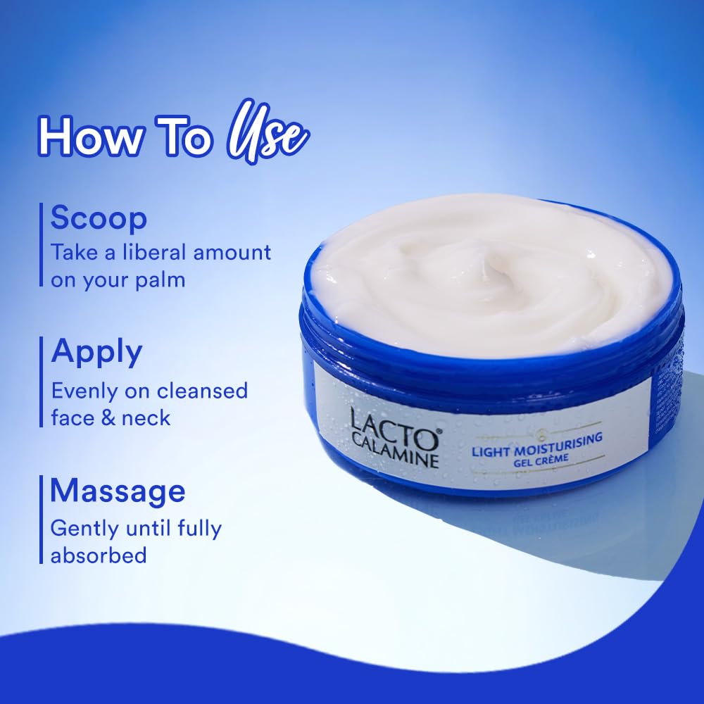 Lacto Calamine Light Moisturising Gel Creme 150 G Oily Skin Niacinamide Pro Ceramides Triple Vitamins Hydrating Face Moisturizer