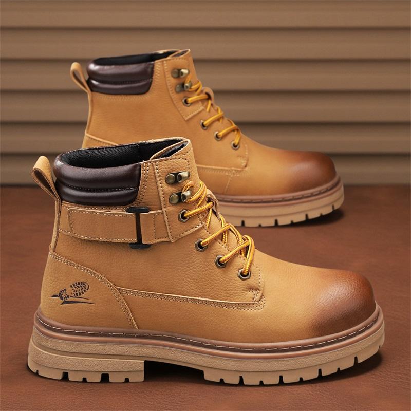 

Мужские ботинки на шнуровке, зимние, новые, с высоким верхом, для отдыха, универсальные, мужские повседневные ботинки, нескользящие, трендовые, резиновые, мужские ботинки на плоской подошве 45 коричневый