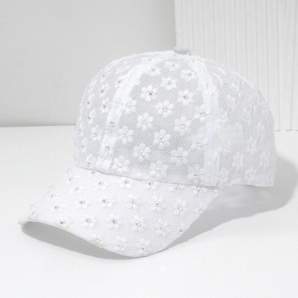 Gorra de Béisbol Ligera de Verano Bordado de Flores Sombrero para el Sol para Exteriores Moda Femenina