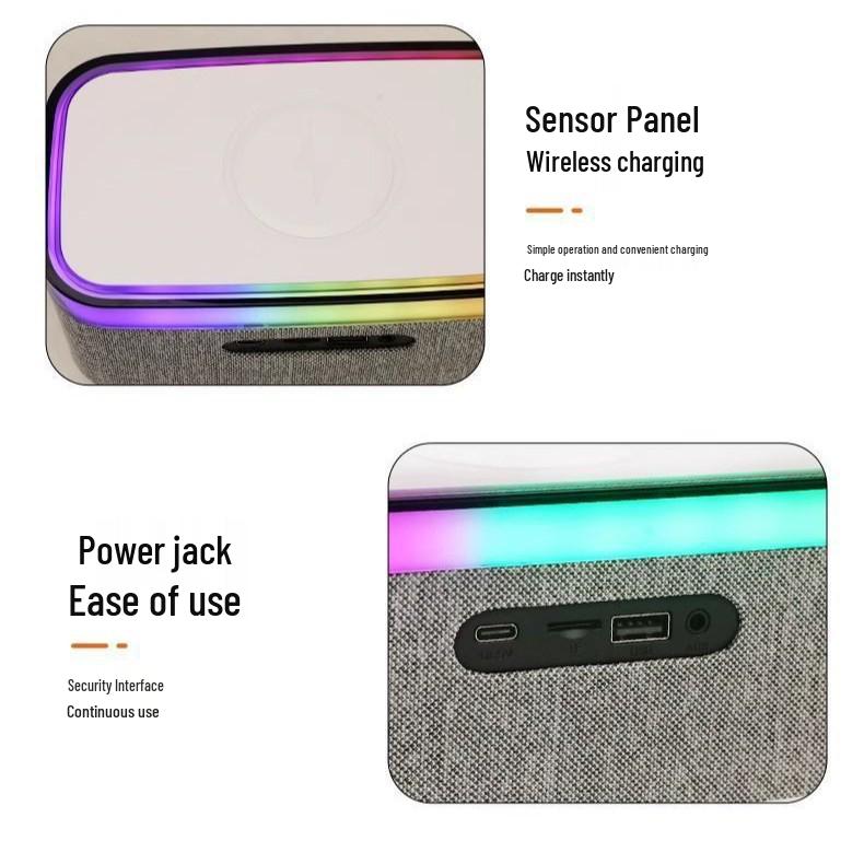Multifunctional Bluetooth Speaker with Display, Alarm Clock, Wireless Charging, and White Noise (15W)