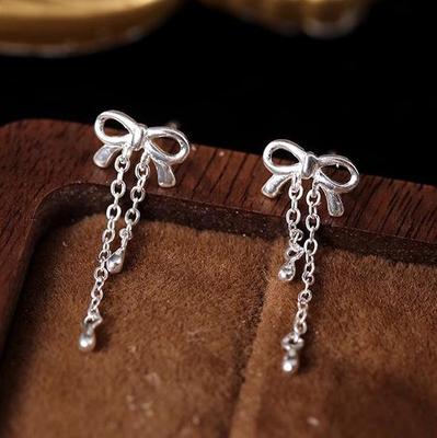 Korean Tassel Bow Earrings: Sweet Ins Style, Unique Girly Design