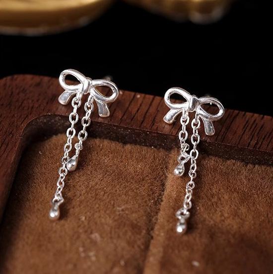 

Корейские серьги-кисточки с бантом: Милый в стиле Инс, Уникальный девчачий дизайн