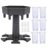 Liquid Dispenser Holder 6 Shots Liquor Dispenser Rack Wine Beer Drinking Tool Bar Accessory(Gray Transparent Cup )
