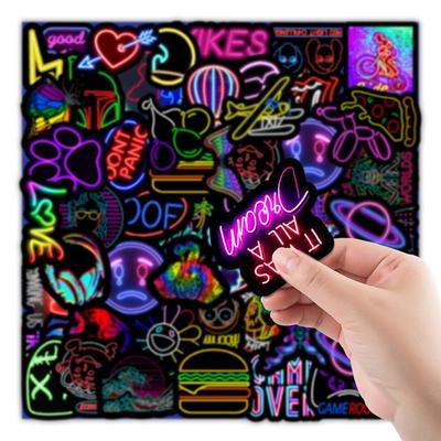 50 pz/lotto nuovi adesivi riflettenti al neon per bici moda divertente anime bagagli tazza di telefono cellulare adesivi decorativi per telaio di bicicletta