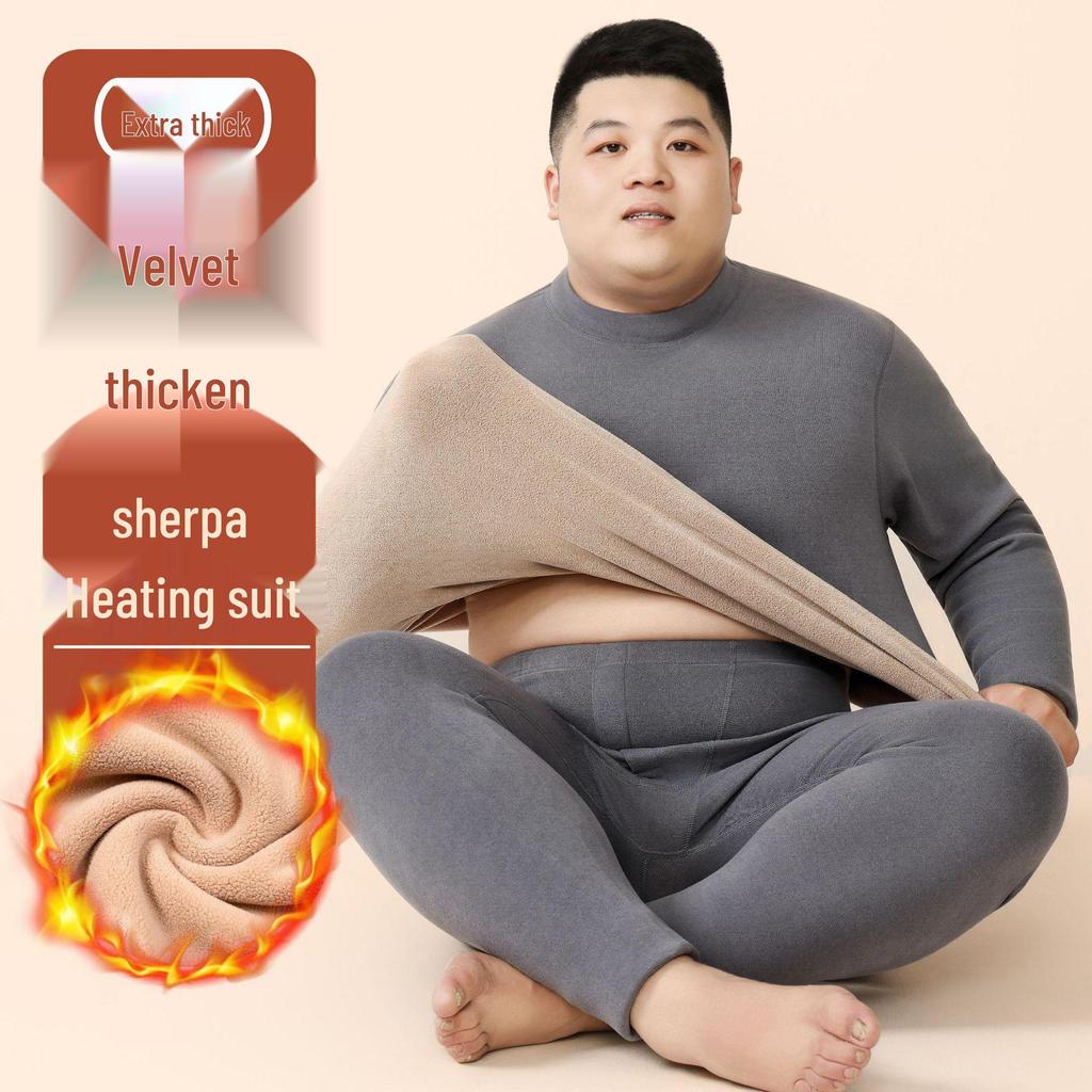 Herren Übergröße Extra Warmes Fleecegefüttertes Unterwäscheset für Herbst und Winter