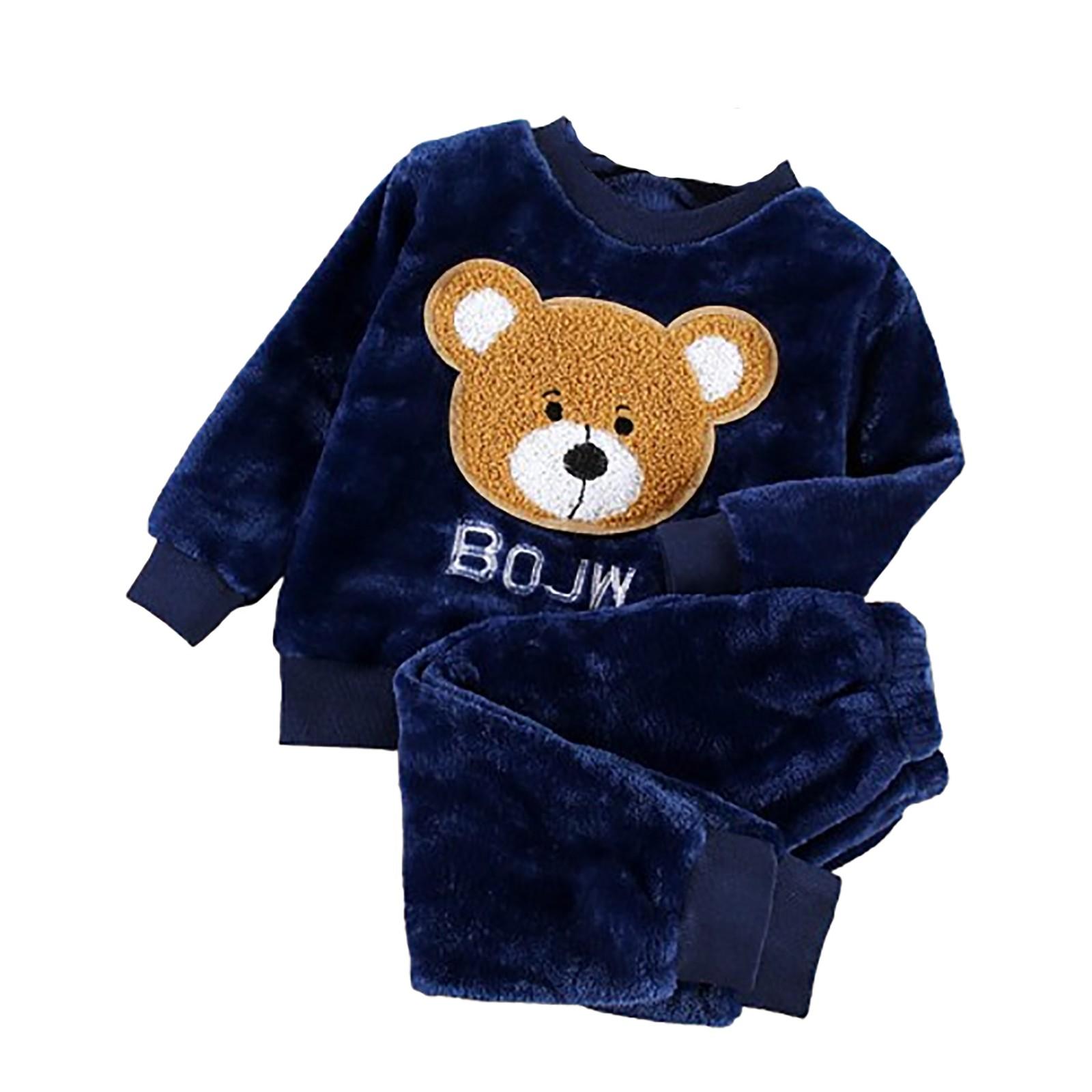 

Комплект домашней одежды из фланели для мальчиков и флисовая пижама из двух предметов 90 тёмно-синий