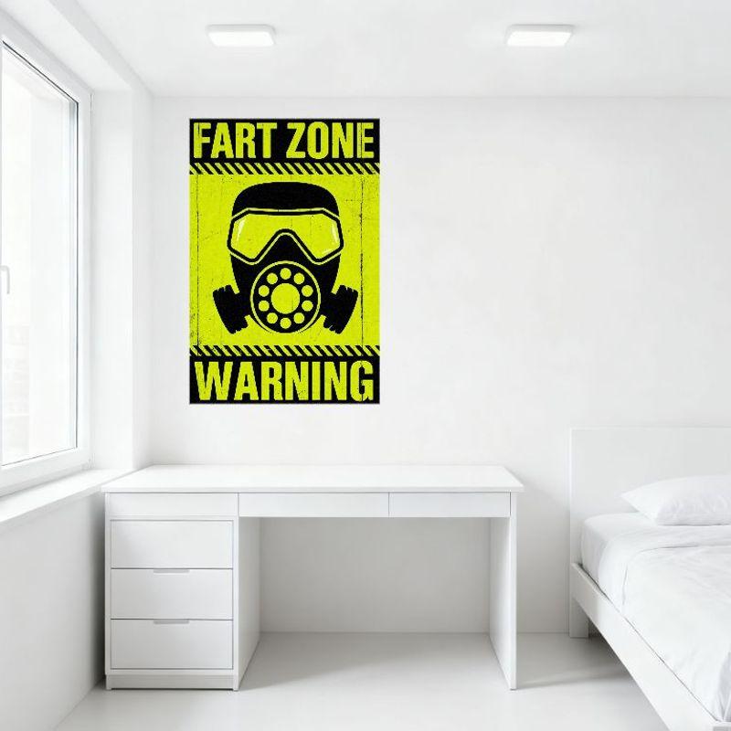 Fart Zone Warning Metal Tin Sign, Vintage Distressed Gas Mask Humor Sign for Bar Club Cafe Man Cave Home Decor, Funny Safety Haz