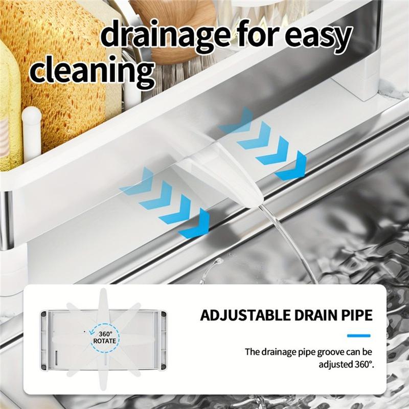 Multi-Function For Cleaning Supplies Storage Box Stainless Steel Sponge Rack With Drain-Kitchen Bath Towel Brush Set