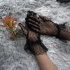 Paar Grace Herbst Sommer Damen Kurze Tüllhandschuhe Dehnbar Spitze Punkte Lotus