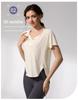 Damen Sommer Yoga V-Ausschnitt T-Shirts: Cool, Locker, Atmungsaktiv, Slim-Fit Kurzarm für Laufen und Fitness
