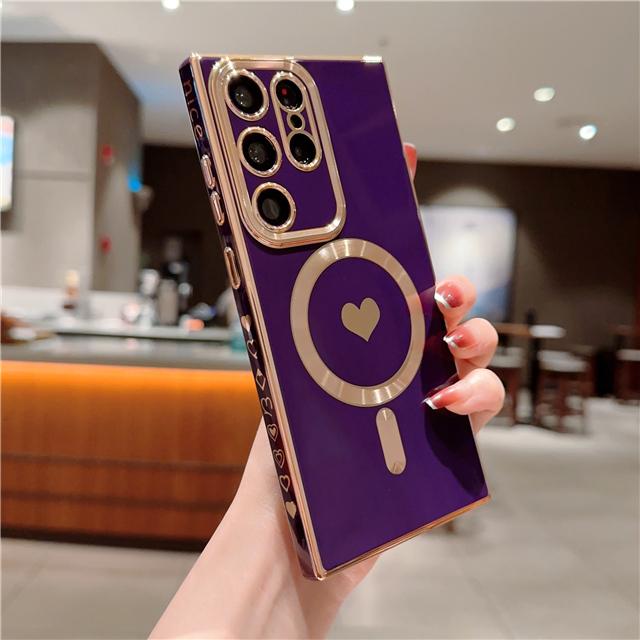 For Samsung Galaxy S25 S24 Ultra Luxury Magsafe Magnetic Cute Plating Frame Case For Samsung S21 S22 S23 Plus Protective Cover