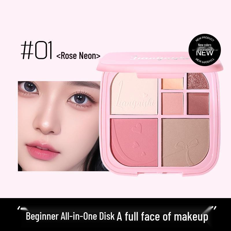 

Палетка теней для век и контуринга Liangni Poetry Seven-Color: 3D Хайлайтер, Мелкий шиммер, Румяна, Консилер, Тени 2439. 17g