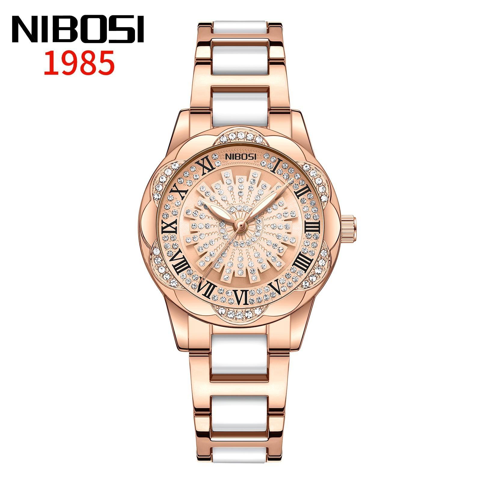 

NIBOSI Luxury Women s Quartz Watch Sunburst Rotating Dial Waterproof Luminous Hands Leisure Watch for Ladies for Gifts рожевий колір золота
