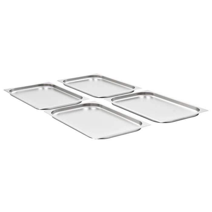 VidaXL Récipients Gastronorm 4 pcs GN 1/1 20 mm Acier inoxydable