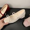 Fashion Women Mid Heel Pumps Patent Leather Women Mary Jane Shoes Fashion Shallow Butterfly-knot Shoes Spring Autumn Wedding Party Shoes