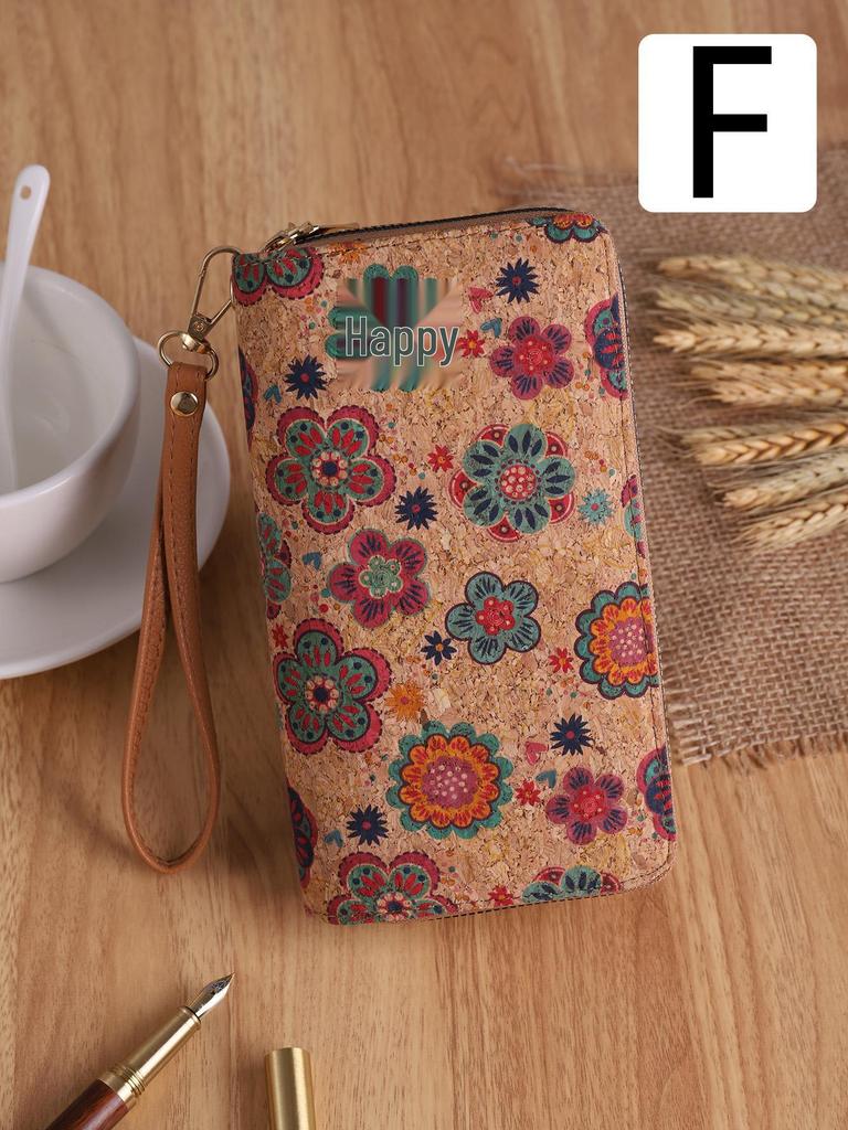 Bohemian Wood Grain Multifunctional Clutch with Multi-Card Slots - Artistic Ladies' PU Wallet and Small Bag