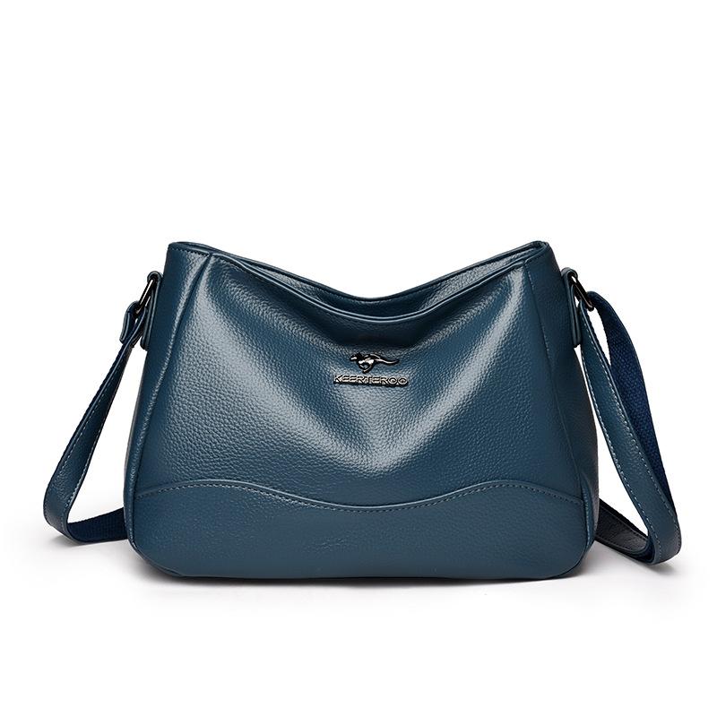 

High-end Single-shoulder Bag Made of Soft Leather, Suitable for Casual Wear, Fashionable and Large-capacity Crossbody Bag синій