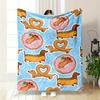 Dachshund Donut Hotdog Blanket Bedroom Blanket for Livingroom Couch Lunch Break Soft Throw for Friend's Festival Gift