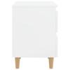 Nightstands 2 pcs with Pine Wood Legs High Gloss White