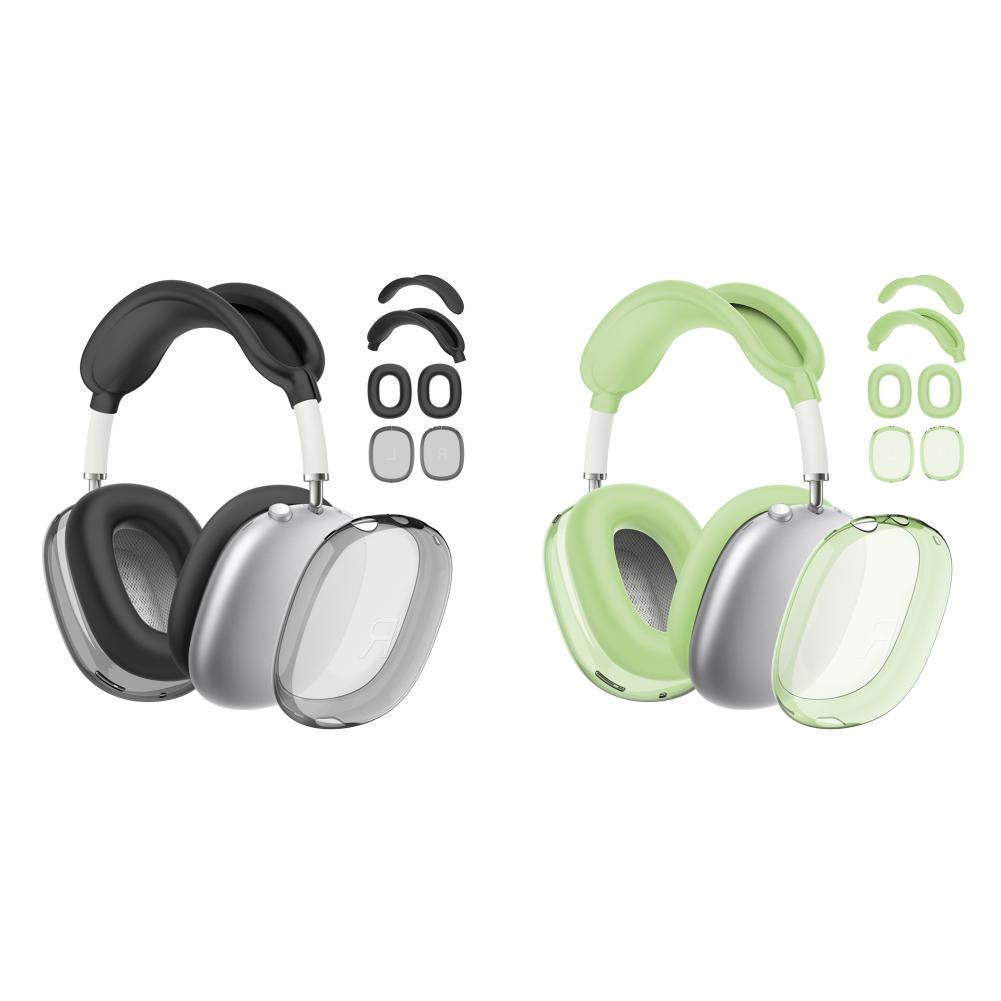 

Прозрачный чехол 4 в 1, амбушюры, повязка на голову, чехол для AirPods Max (черный)