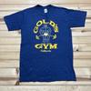 Vintage 80s Gold’s Gym California Tričko Jednostopý steh Velikost Střední Modrá VZÁCNÉ Unisex Tričko