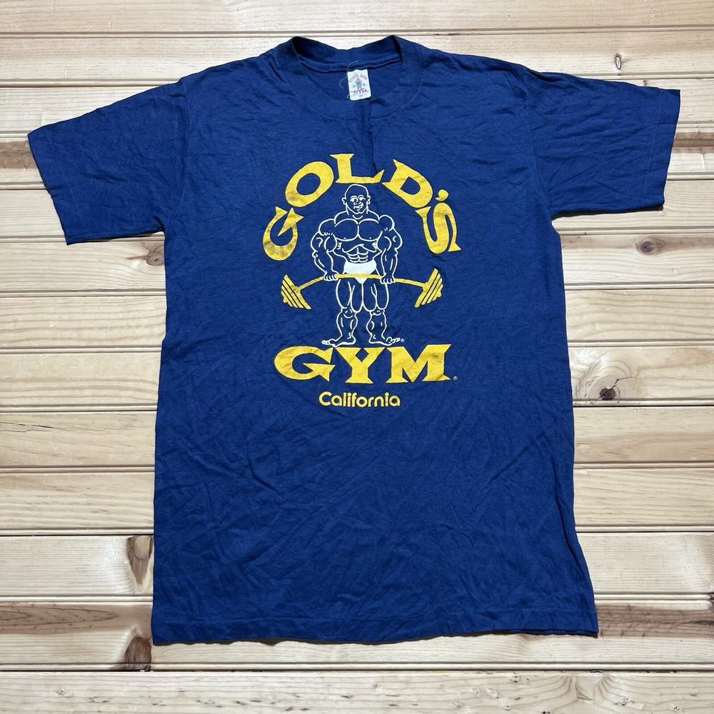 Винтажная футболка Gold’s Gym California 80-х, одинарный шов, размер Medium, синяя, РЕДКАЯ, унисекс M