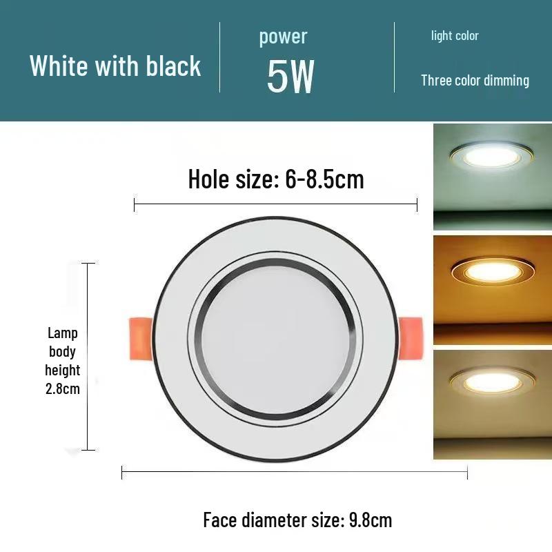 5W Dimmable Ceiling Downlight with 3-Color Settings