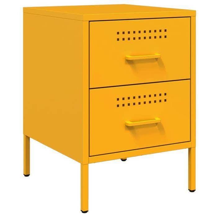 VidaXL Bedside Table Mustard Yellow 36x39x50.5 Cm Steel 842928
