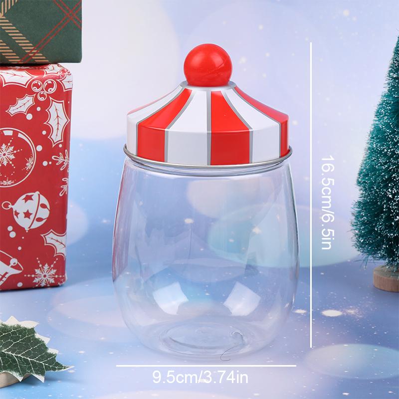 

1Pc Christmas Transparent Storage Jar With Lid For Storing Nuts Candy Biscuits Gift Packaging Case New Year Xmas Decor Gift Jar