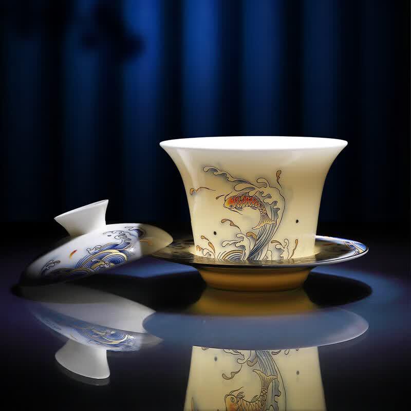 Auspicious Nordic White Porcelain Kung Fu Tea Set