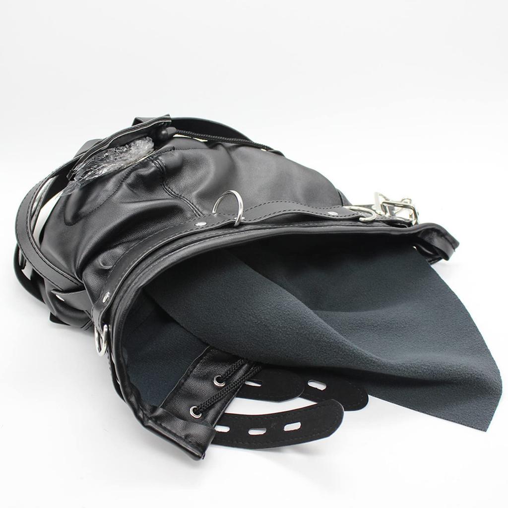 Sekusii SM Full Head Mask with Internal Gag for SM Eye Male and SM Halloween Adult Eyes and Mouth Open Restraints, Play, Covering, Female, Mask,
