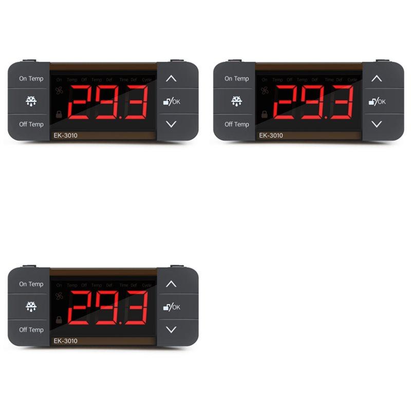 Premium-3X Digital Temperature Controller 220V Cool Heat Switch Refrigerator Refrigeration Defrost Thermostat Sensor(EK-3010)