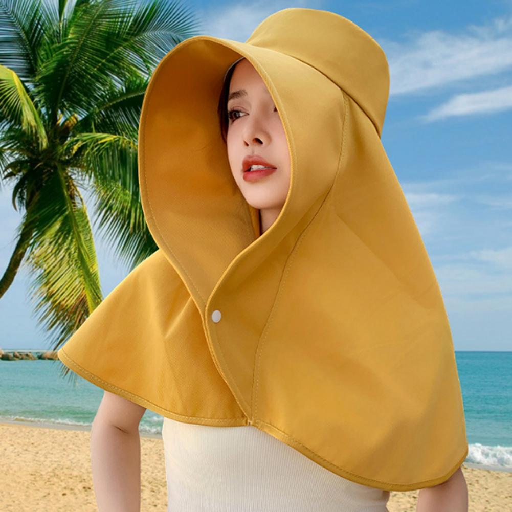 UV protection Large Shawl Sun protection Hat for Women's Neck protection Hat Wide Brim Shawl Sunscreen Ponytail Cap