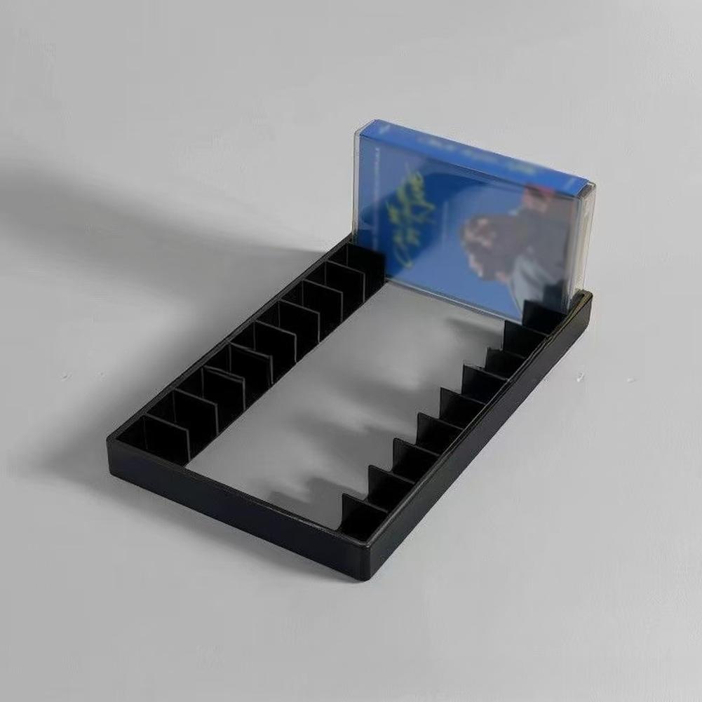 1/2 Pcs Cassette Tape Organizer Rack - 16 Slots For Easy Storage Black Plastic Display Stands Storage Box
