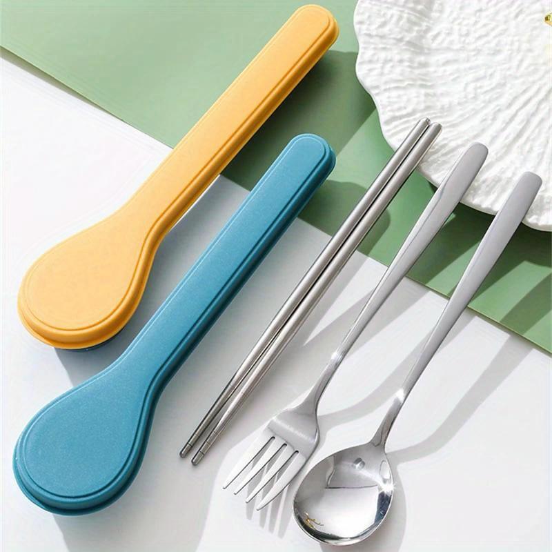 Korean Style Portable Flatware Set with Storage Case Polished Stainless Steel Cutlery Set for Home, School, and Kitchen Dinnerware Use