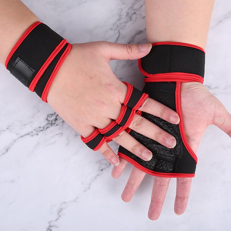Unisex Half-Finger Fitness Gloves with Extended Wrist Guard - Non-Slip, Wear-Resistant for Weightlifting and Pull-Ups