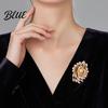 Irregular Design Lapel Pin Women Brooch Rhinestones Imitation Pearl Inlay