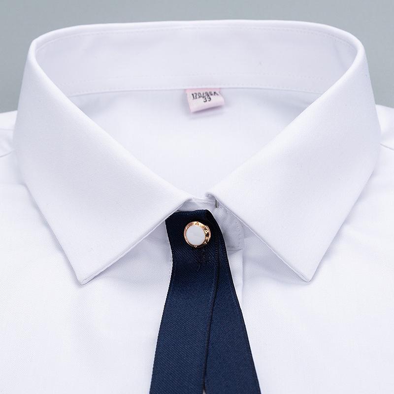 Damska koszula formalna z długim rękawem z włókna bambusowego - Biała, Niegniotliwa