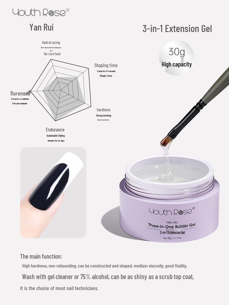 

YouthRose Безболезненный Бьюти-гель: Трехфазный гель-лак для наращивания ногтей со светотерапией