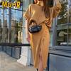 Women's Fashion Summer Spring Solid Color Print O-Neck Short Sleeve Casual Dresses