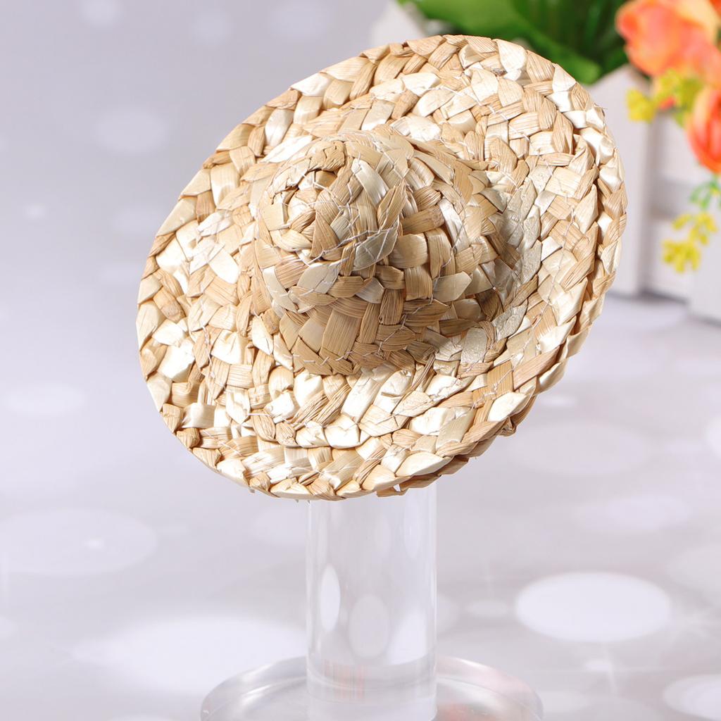10Pcs 12.1cm Miniature Straw Hat Handwoven Tiny Hats for Crafts Decorative Accessory DIY Party Favors Home Decoration