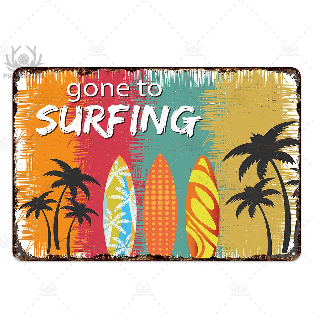 Beach Tin Sign Plaque Metal Vintage Summer Metal Wall Sign Beach Decor for Beach Bar Beach House Seaside Decorative Plate