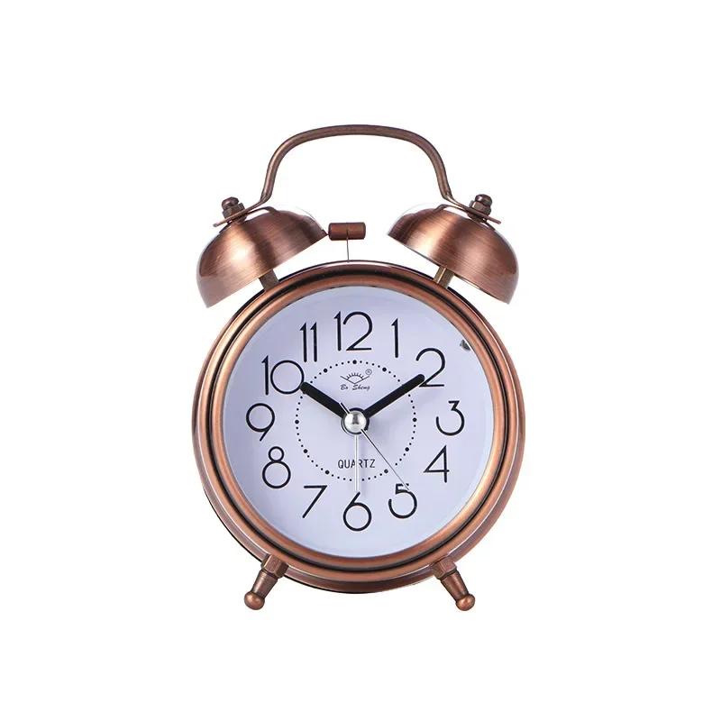 

3 Inch Classical Alarm Clock Vintage Retro Silent Pointer Clocks Loud Alarm Clock with Dual Bell Night Light Bedside Bedroom