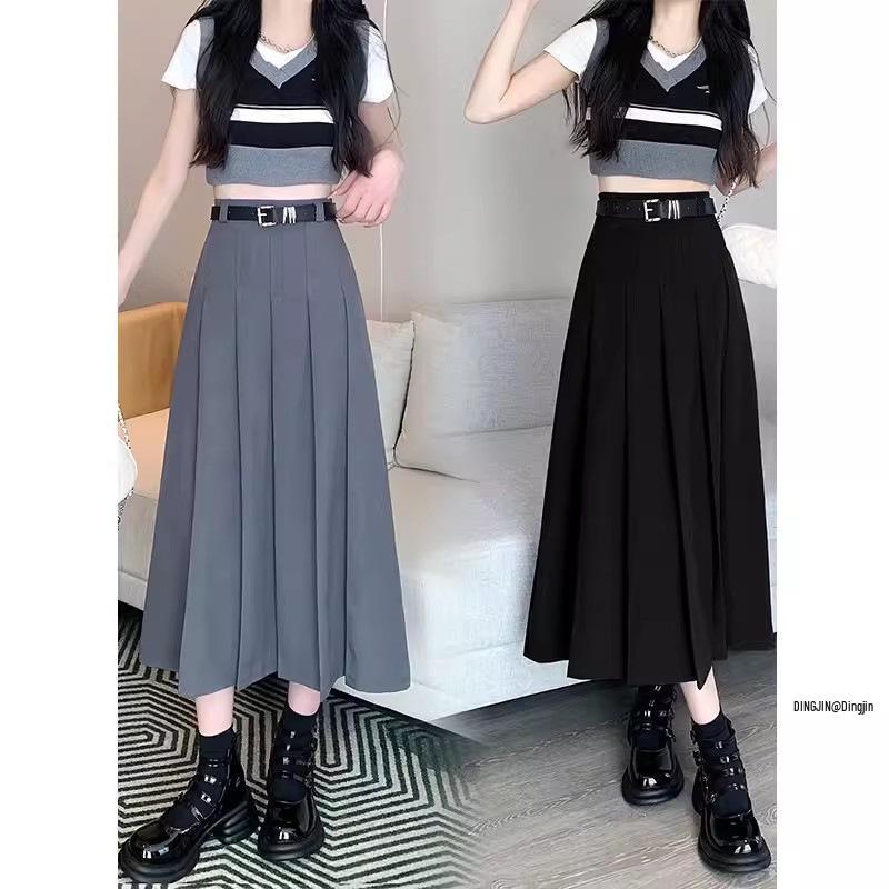 

Женский комплект: футболка, куртка и плиссированная юбка А-силуэта, всесезонный костюм-двойка L чёрный